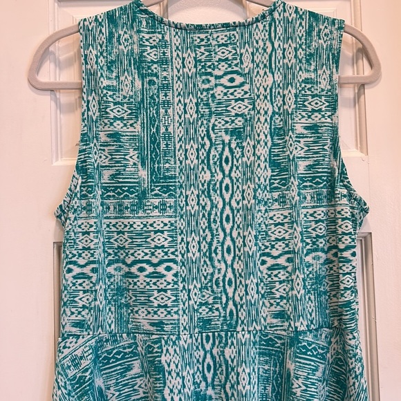 41 Hawthorn Teal Green and White Western Print Work or Casual Dress sz.L - Picture 7 of 8